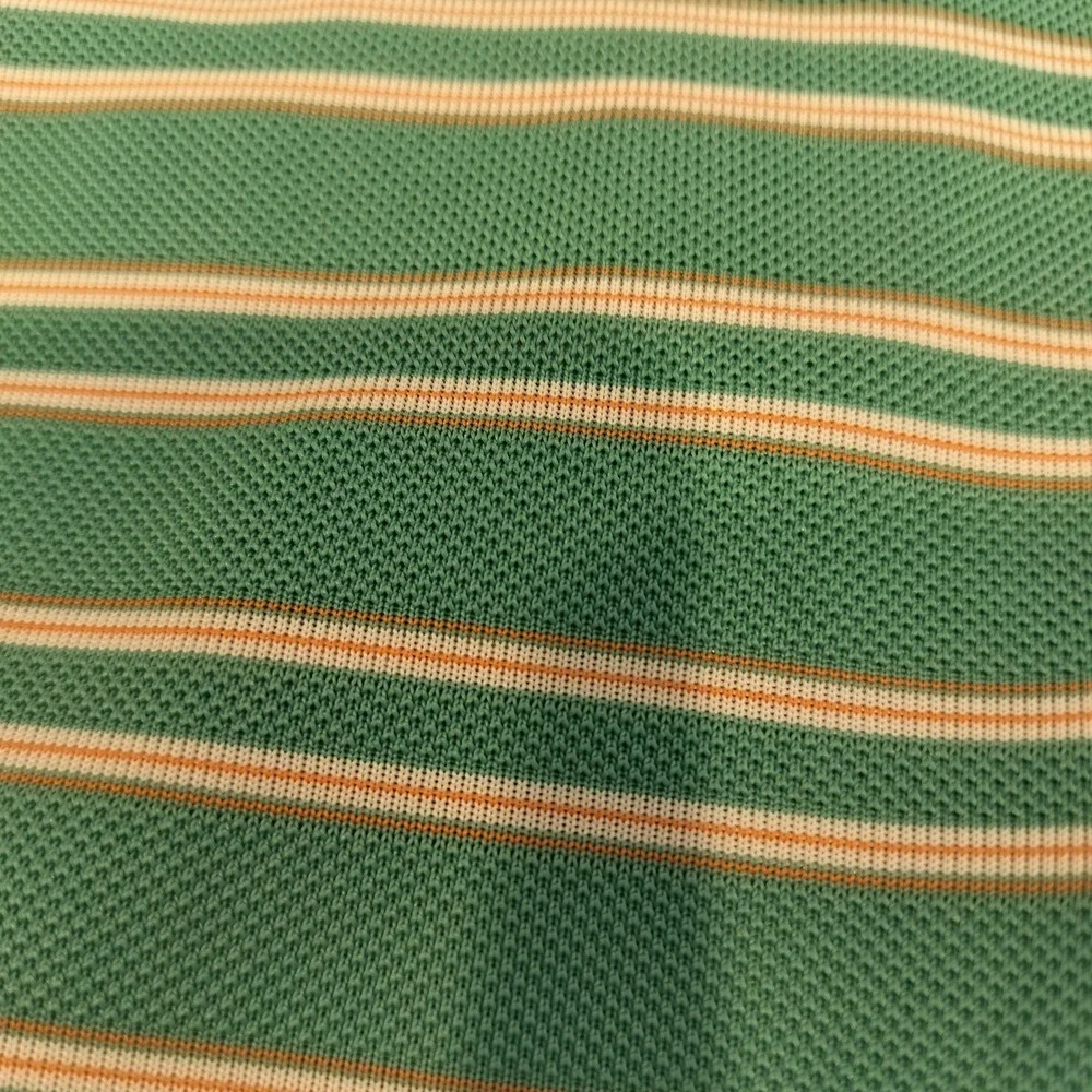Nike Golf Polo Shirt Mens Large Striped Short Sleeve Performance Athletic Green